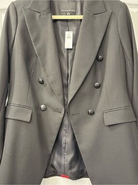 Banana Republic Black Double Breasted Blazer with Red Back Stripe Size 6